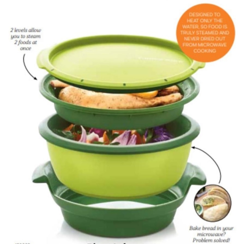 Tupperware Smart Stack Steamer Complete 5 Piece Set Green